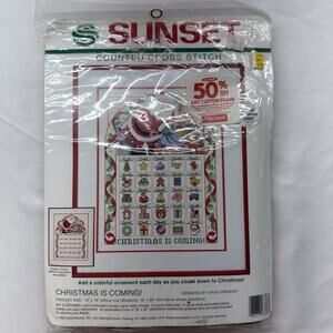 Sunset Counted Cross Stitch Christmas Is Coming Advent Calendar 12" X 16"